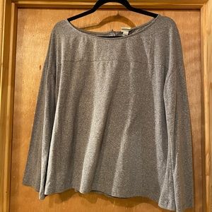 A New Day Gray Long Sleeve Back Button Down Top